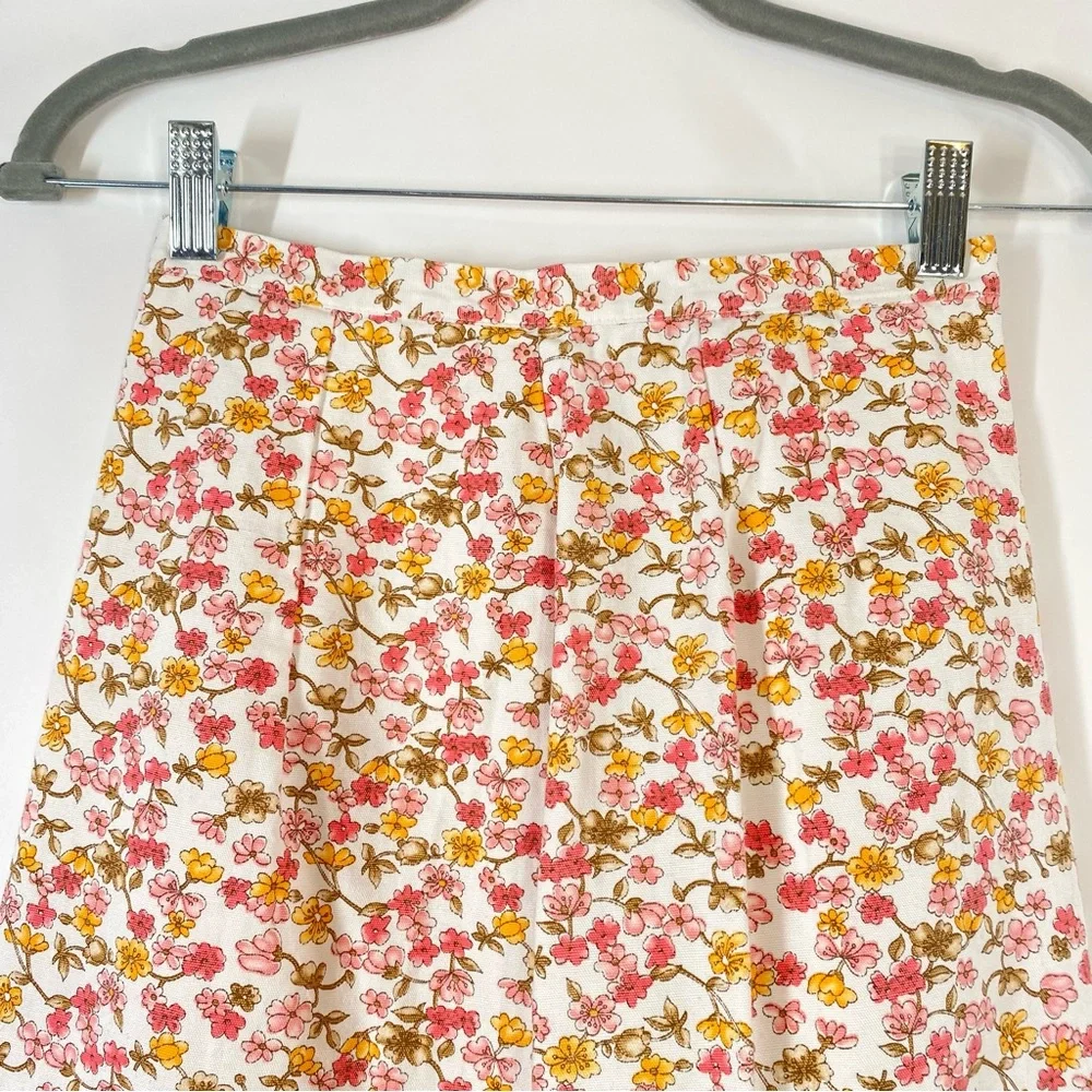 The Weekender Vintage Floral Cotton A-Line Skirt Size XXS Dainty Cottagecore